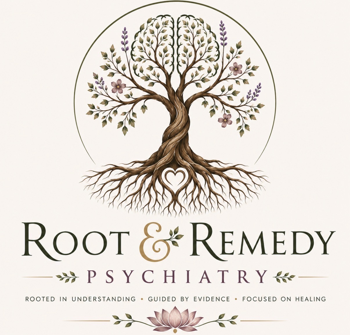 Root & Remedy Psychiatry. Rooted in Understanding • Guided by Evidence • Focused on Healing.